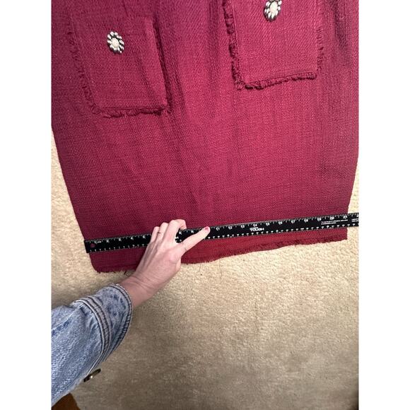 Karl Lagerfeld Pocket Dress Women Sz 10 Burgundy Tweed Knit Sheath Career Classy - Picture 11 of 16